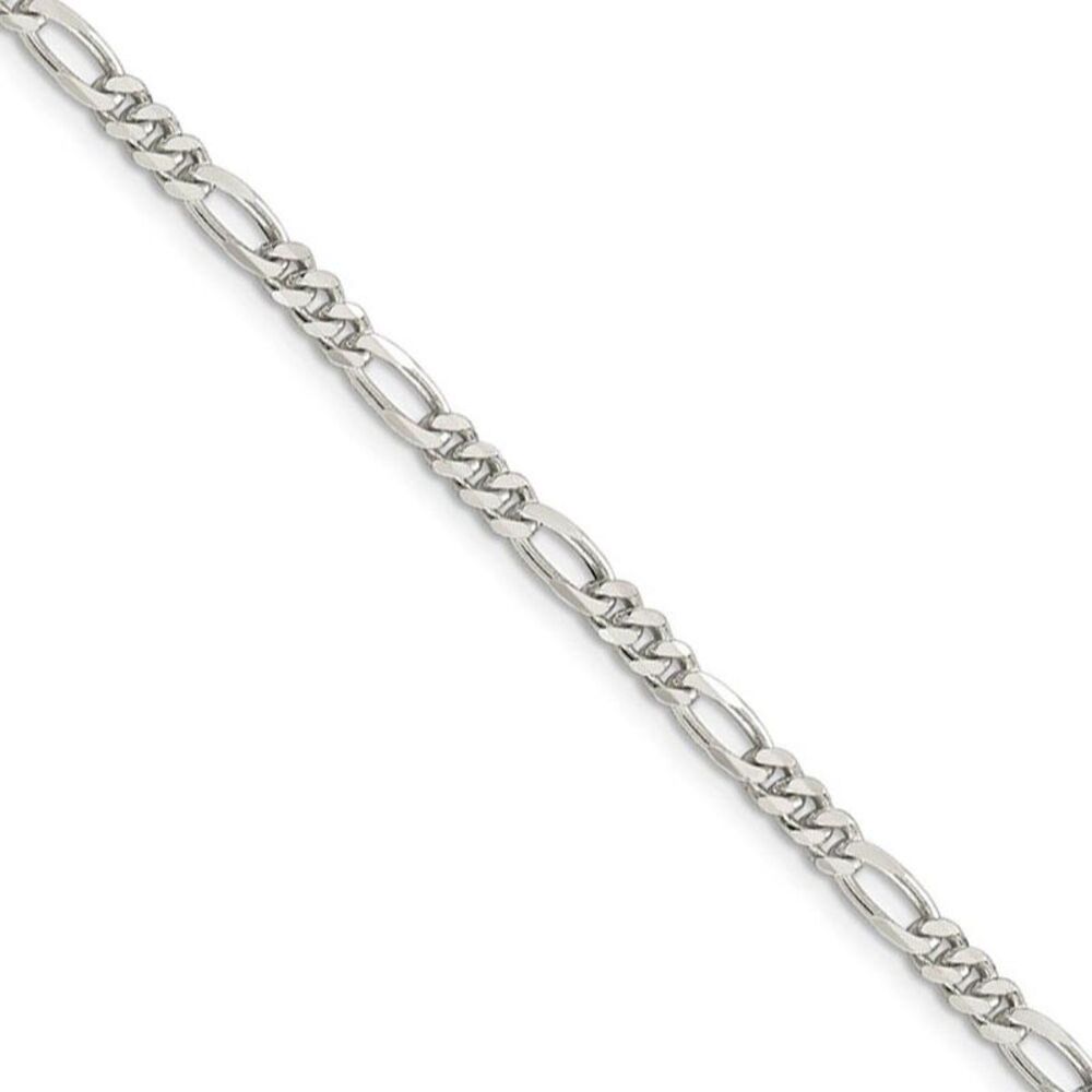 3.5mm Sterling Silver, Solid Figaro Chain Necklace, 20 Inch
